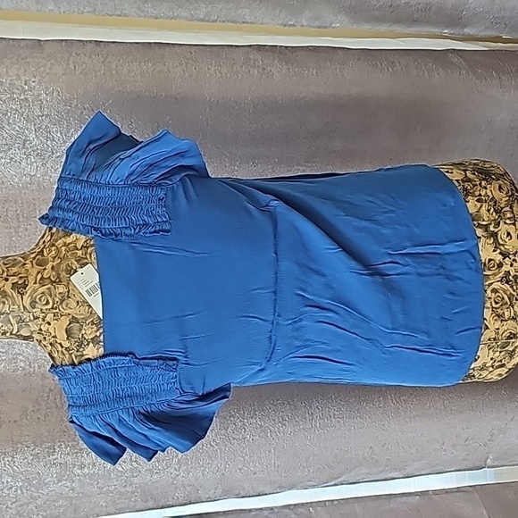 NWT Anthropologie Maeve Light Blue Epaulet Ruffle Top - Size 0 - Ruffle Sleeve D - Picture 4 of 5